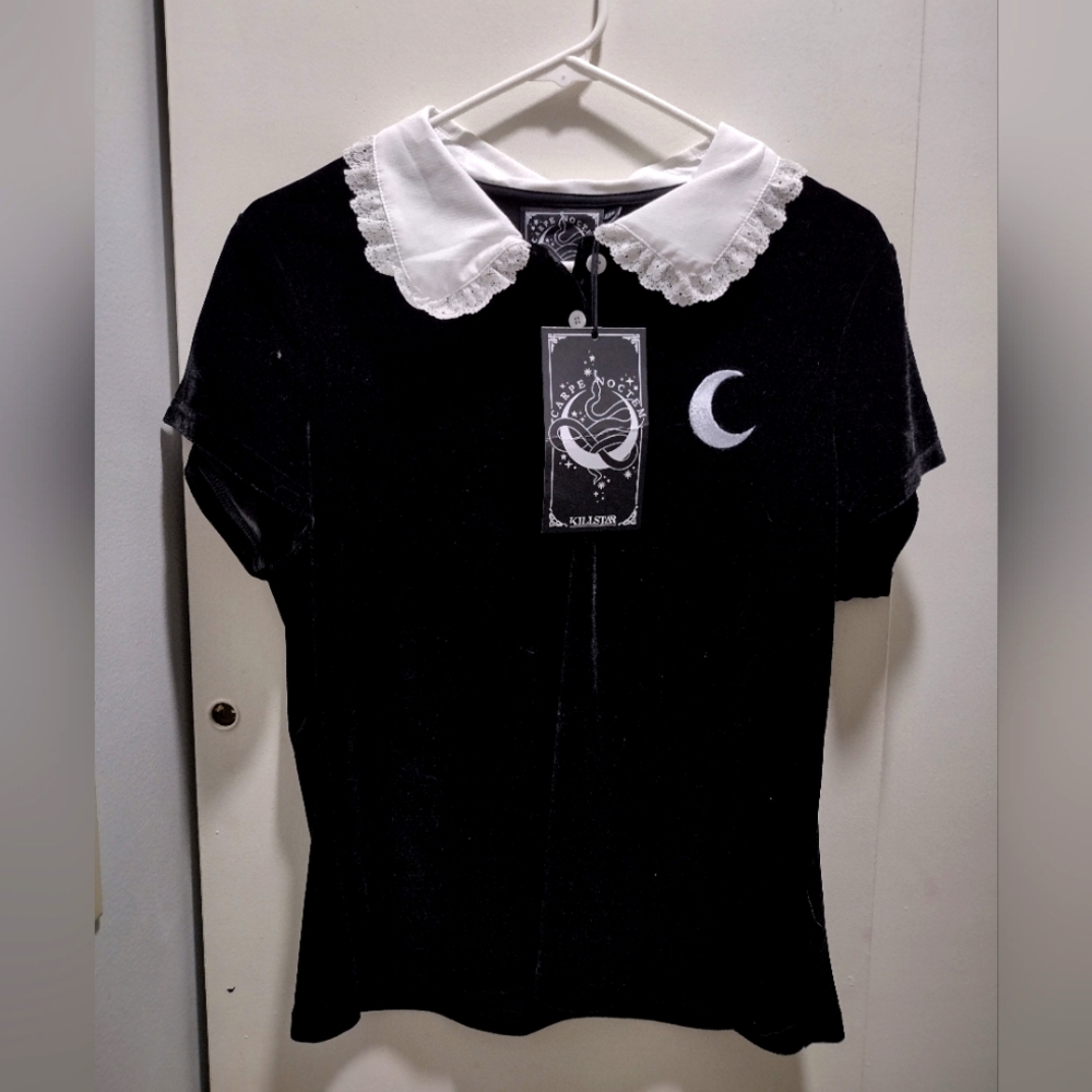 Killstar gothic collared velvet shirt
